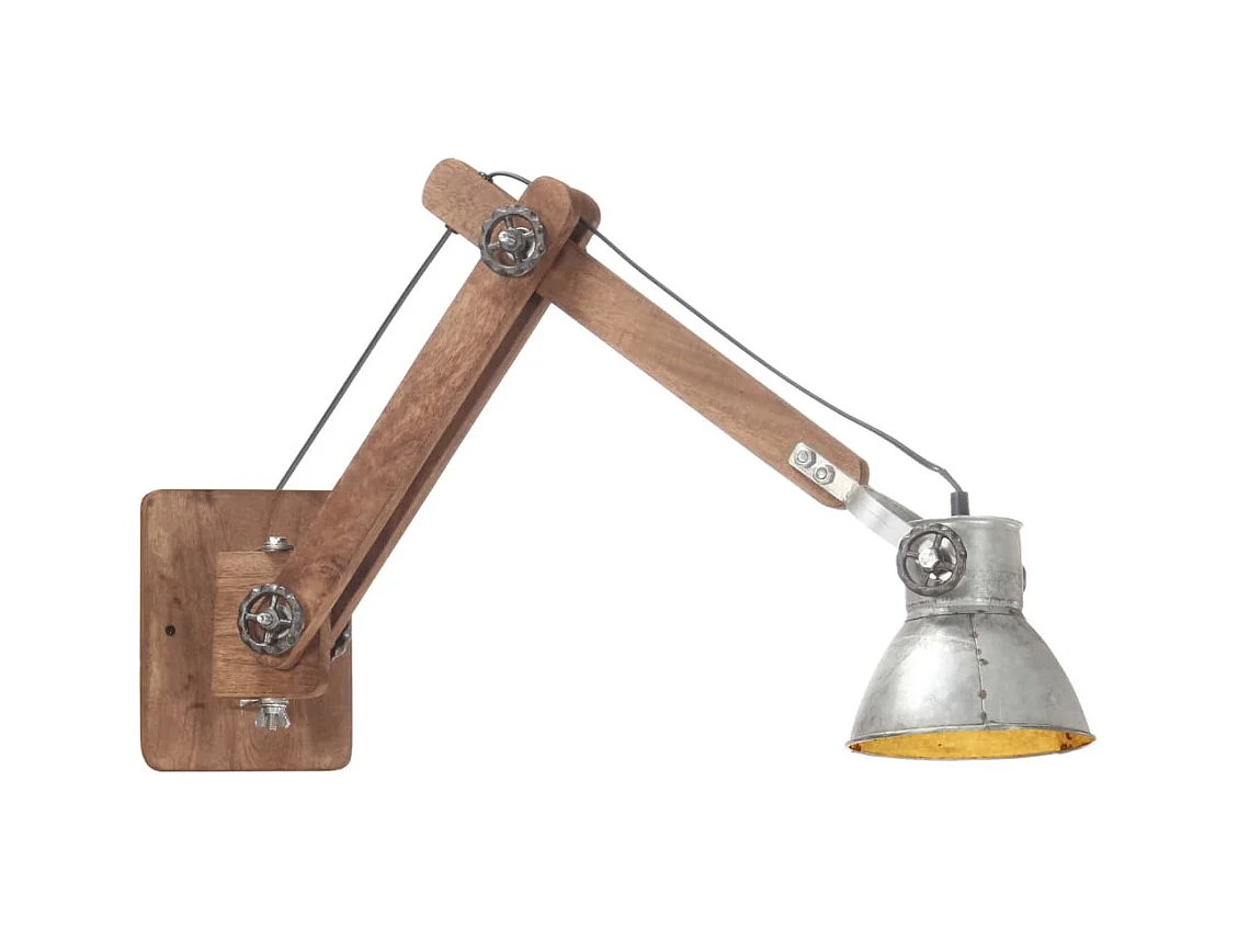 Lámpara de pared redonda estilo industrial plateada E27