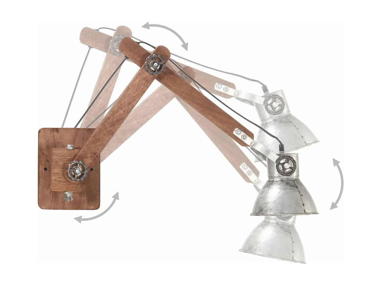 Lámpara de pared redonda estilo industrial plateada E27