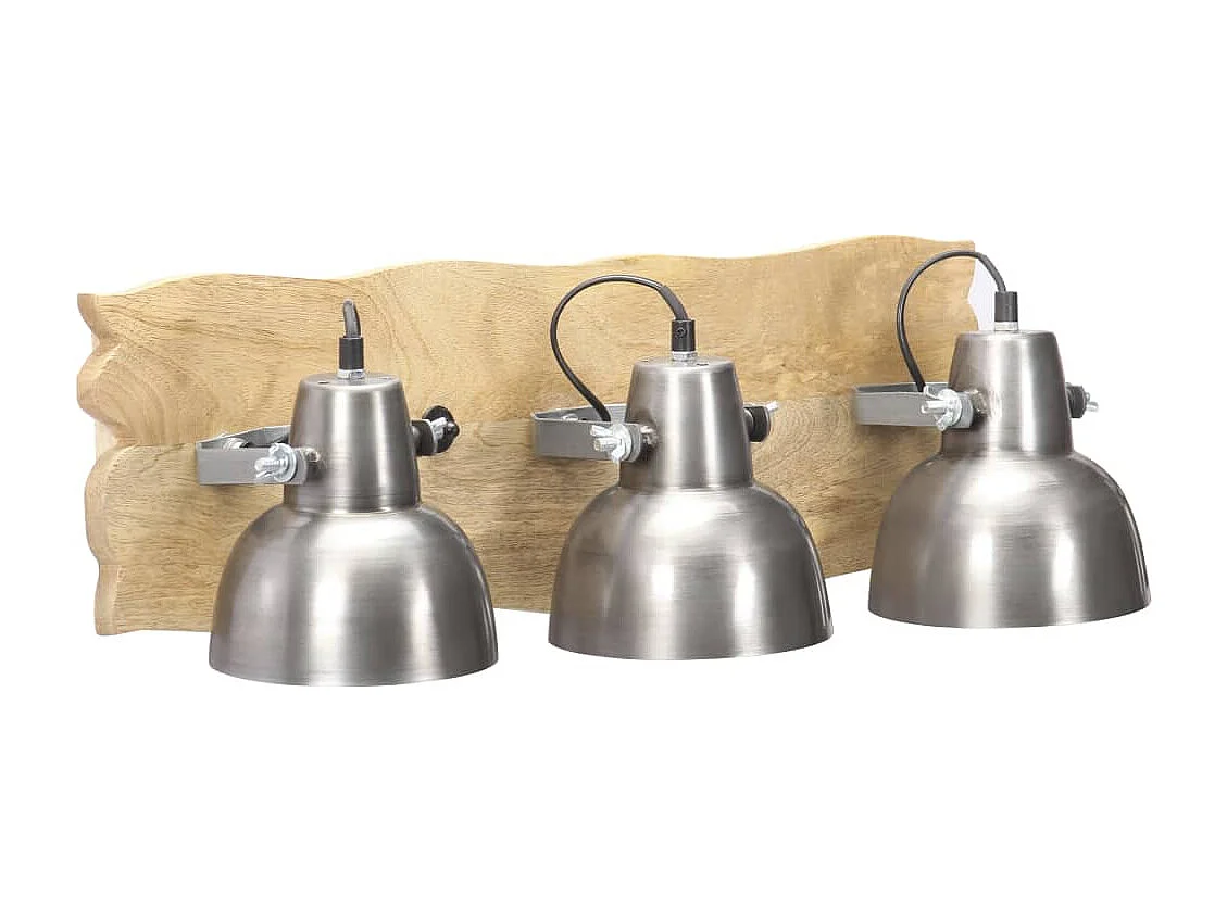 Lampe murale industrielle Argenté 68x23 cm E27 Bois de manguier