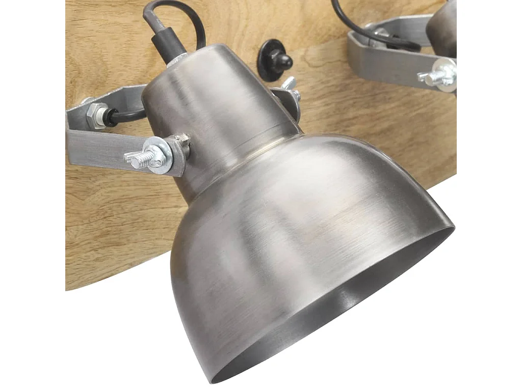 Lampe murale industrielle Argenté 68x23 cm E27 Bois de manguier