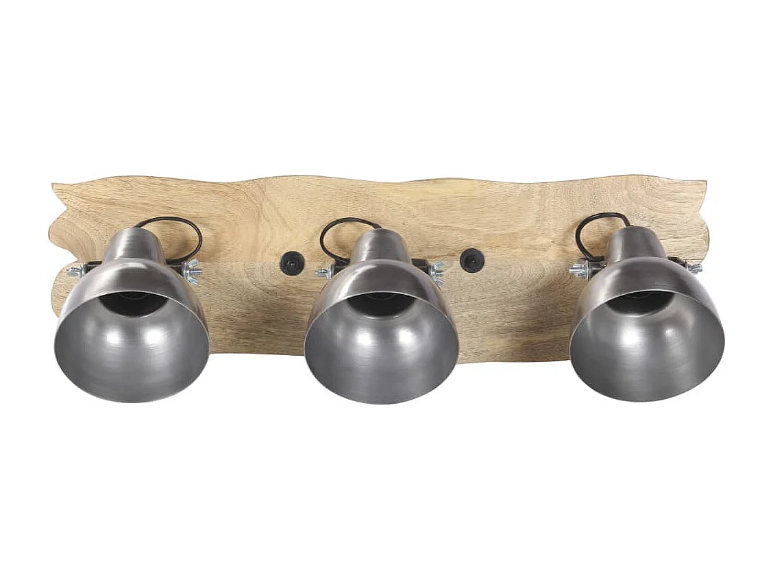 Lampe murale industrielle Argenté 68x23 cm E27 Bois de manguier