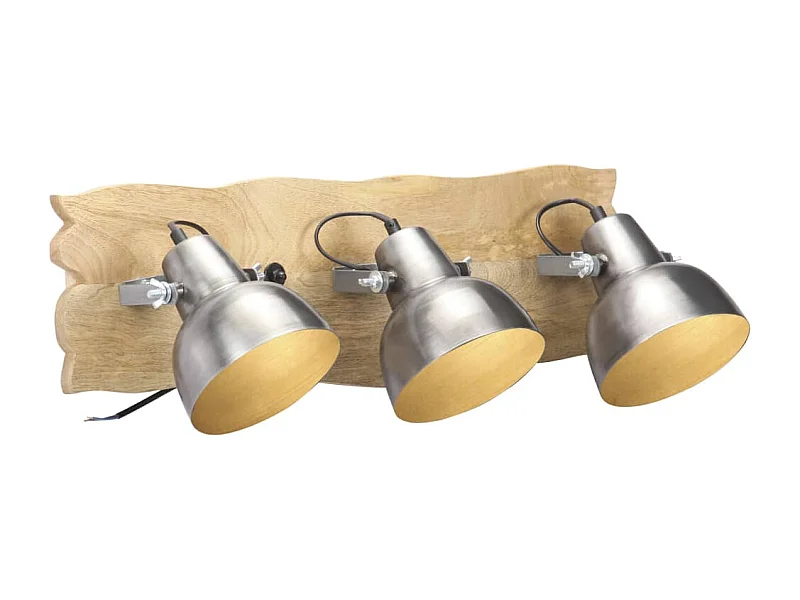 Lampe murale industrielle Argenté 68x23 cm E27 Bois de manguier