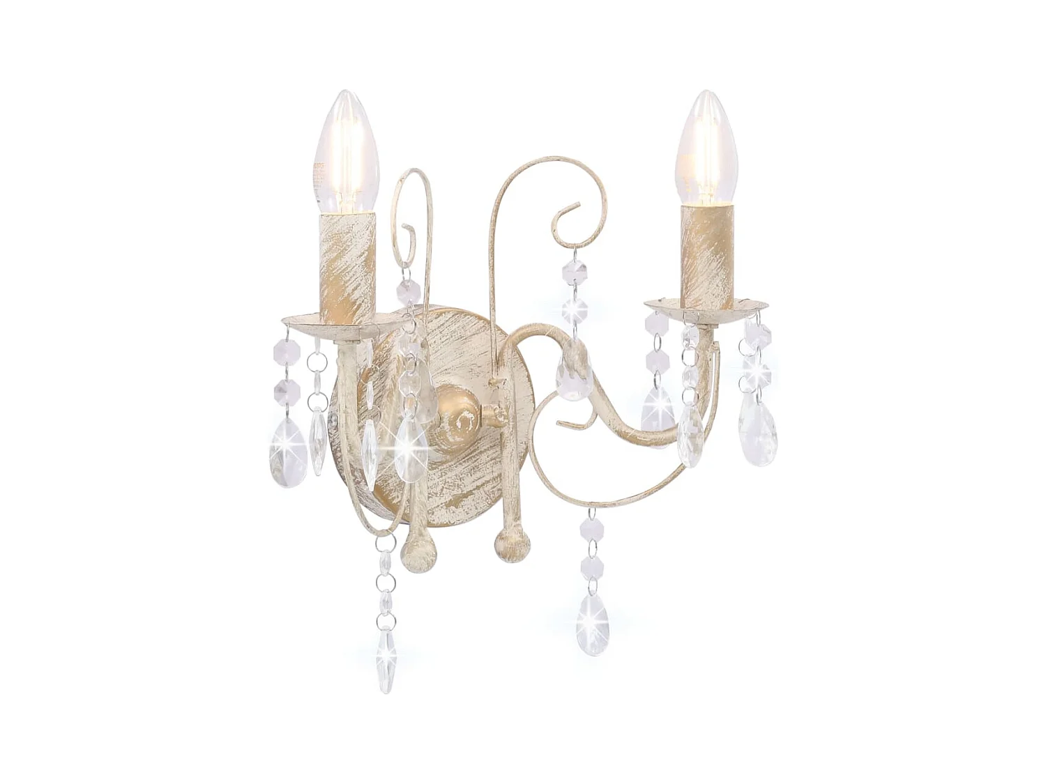 Candeeiro de Parede Elegante com Contas e Lâmpadas E14 em Branco Antigo