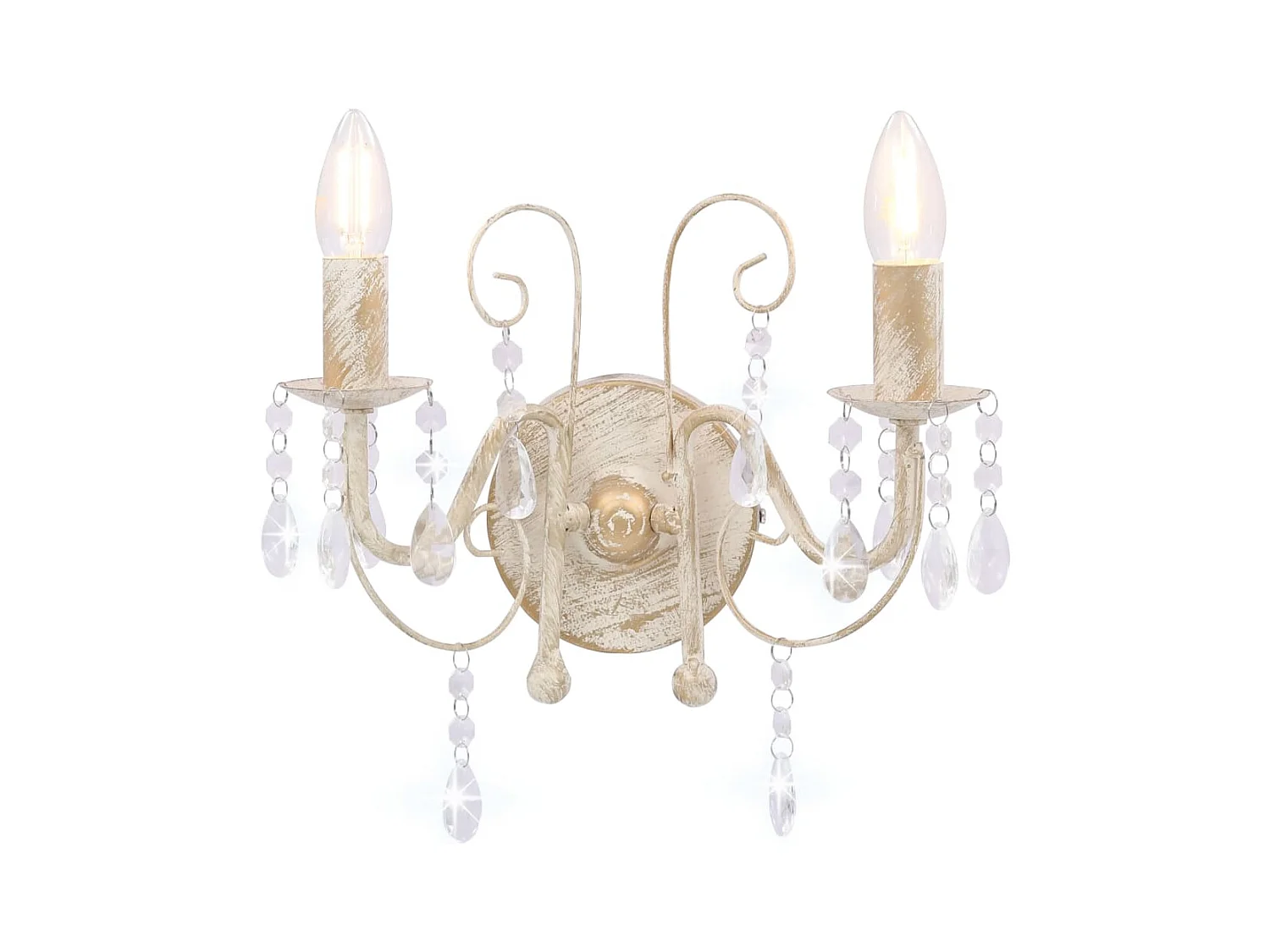 Candeeiro de Parede Elegante com Contas e Lâmpadas E14 em Branco Antigo