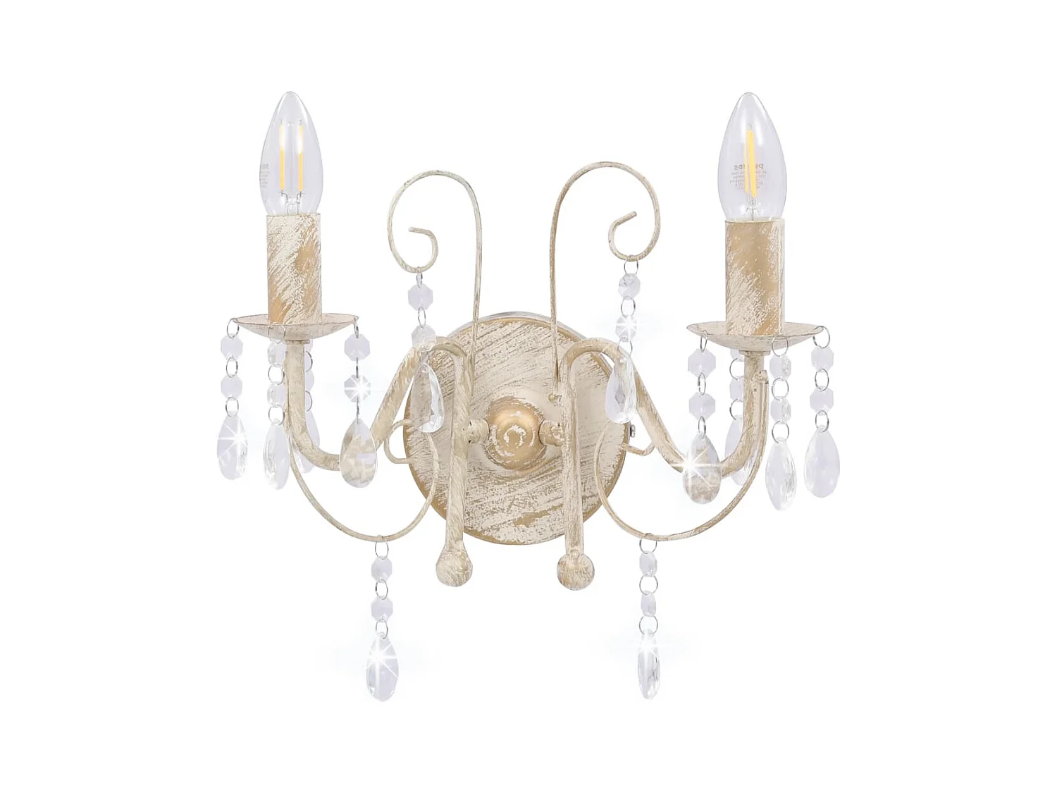 Candeeiro de Parede Elegante com Contas e Lâmpadas E14 em Branco Antigo