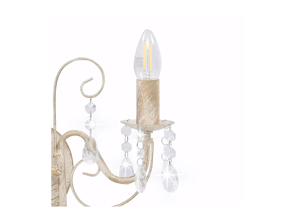 Candeeiro de Parede Elegante com Contas e Lâmpadas E14 em Branco Antigo