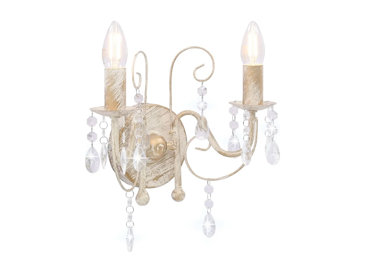 Applique murale à perles Blanc antique 2 ampoules E14