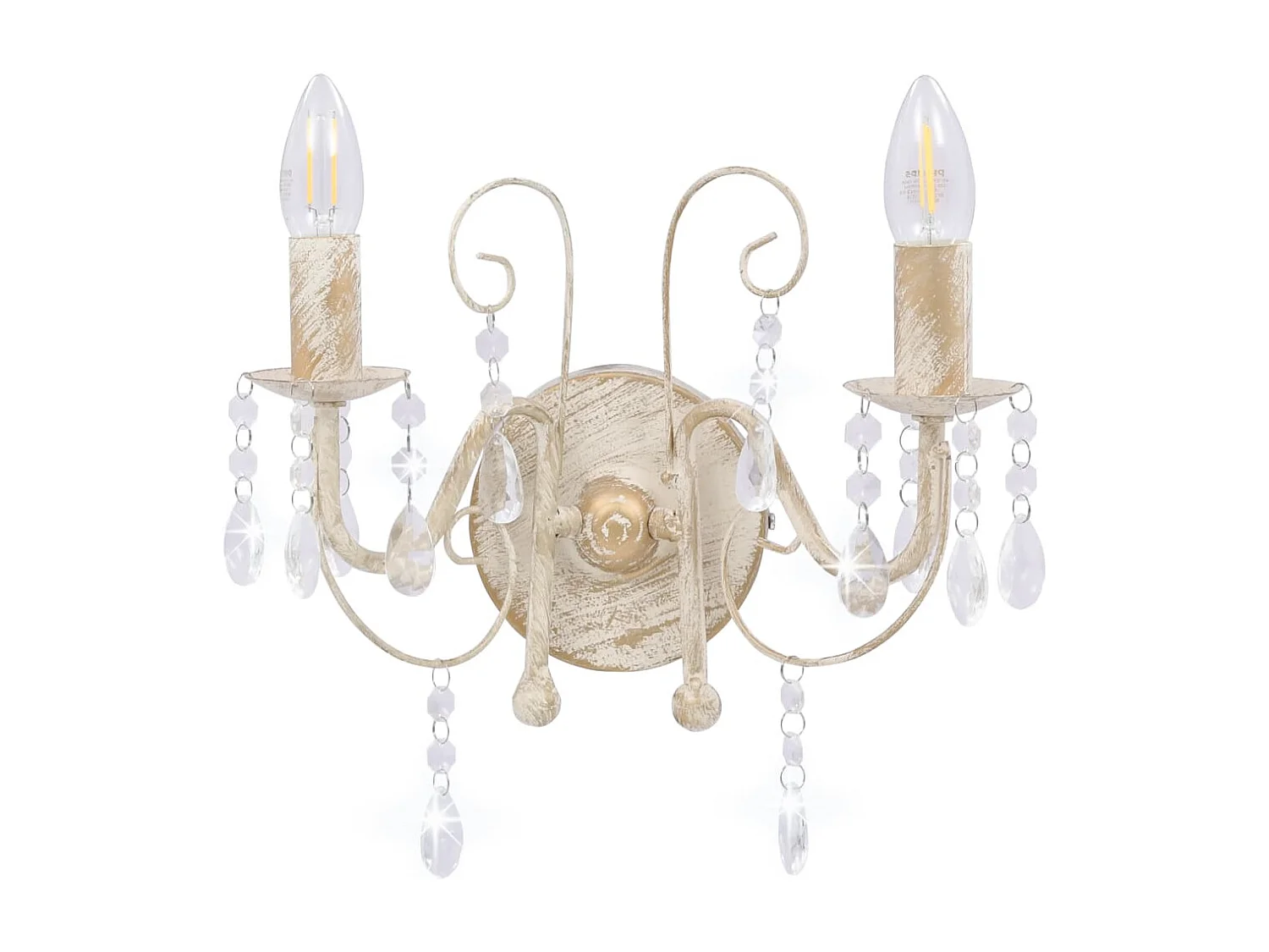 Applique murale à perles Blanc antique 2 ampoules E14