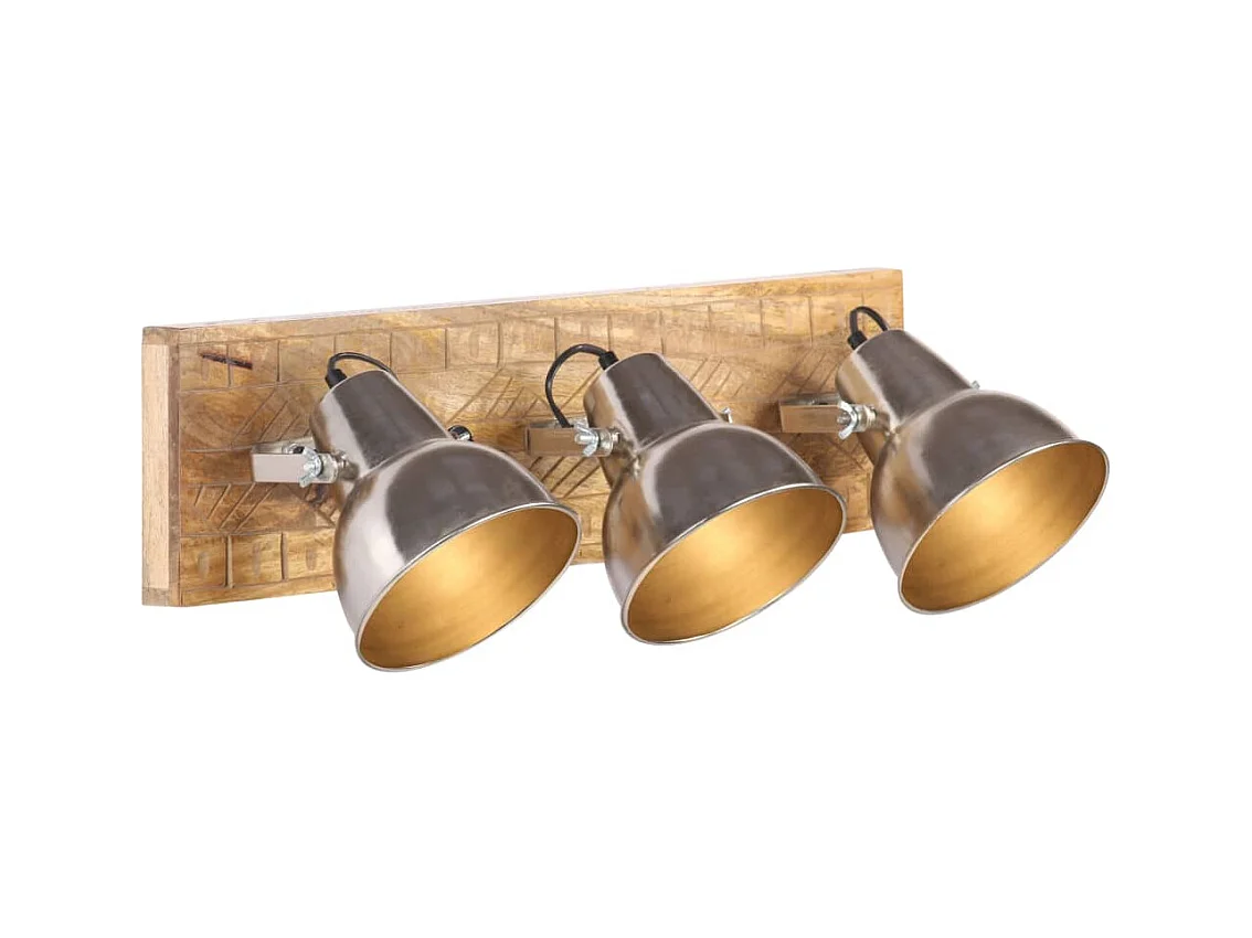 Lampe murale industrielle Argenté 70x23 cm E27 Bois de manguier
