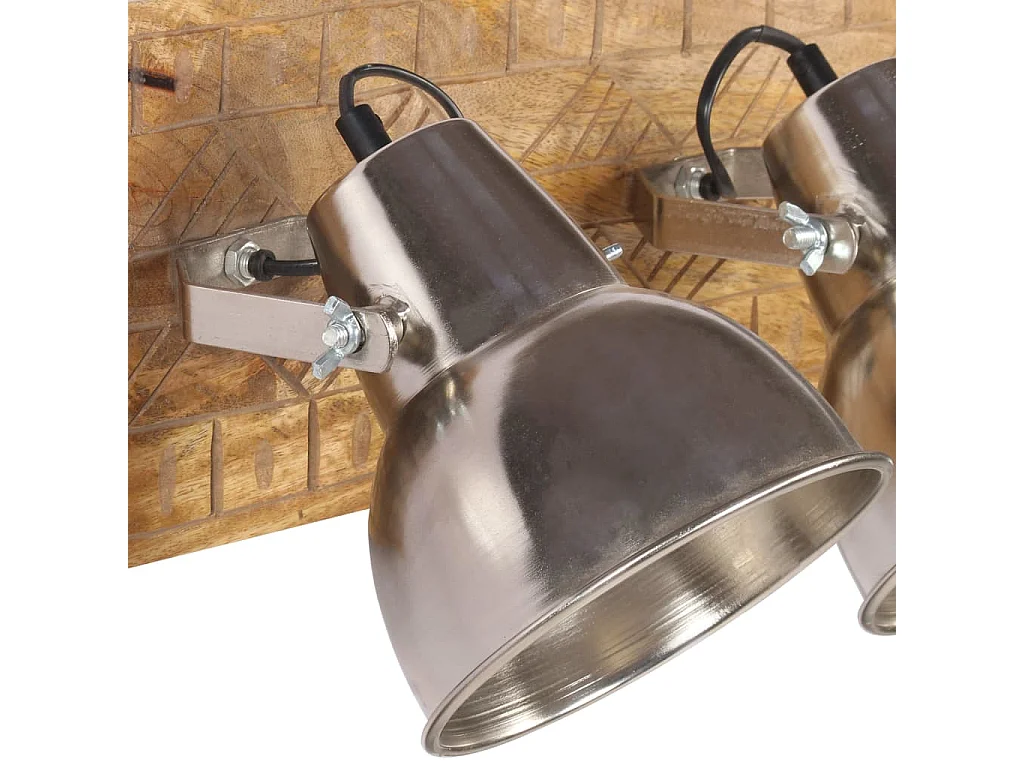 Lampe murale industrielle Argenté 70x23 cm E27 Bois de manguier