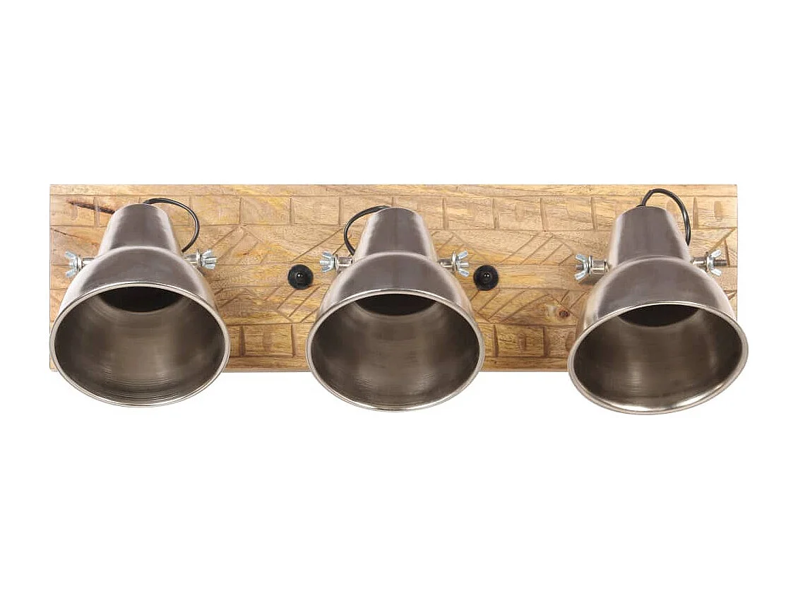 Lampe murale industrielle Argenté 70x23 cm E27 Bois de manguier