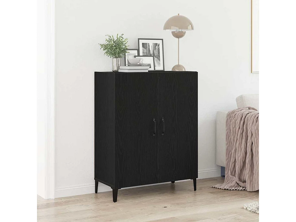 Buffet chêne noir 69,5x34x90 cm bois d'ingénierie