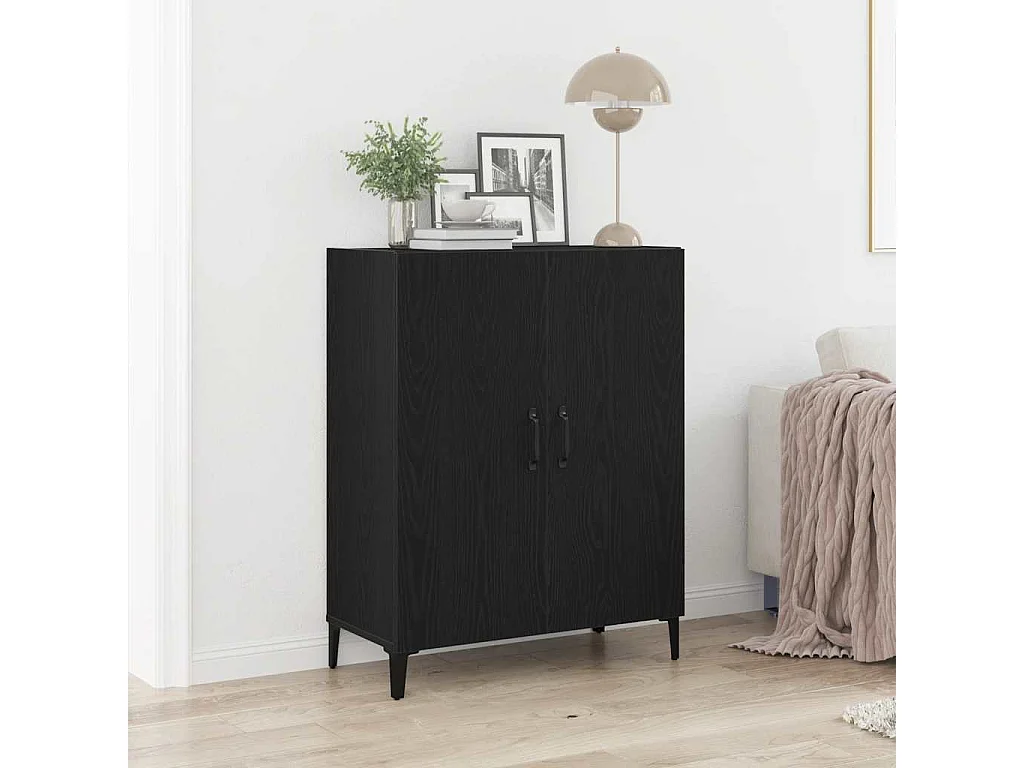 Buffet chêne noir 69,5x34x90 cm bois d'ingénierie