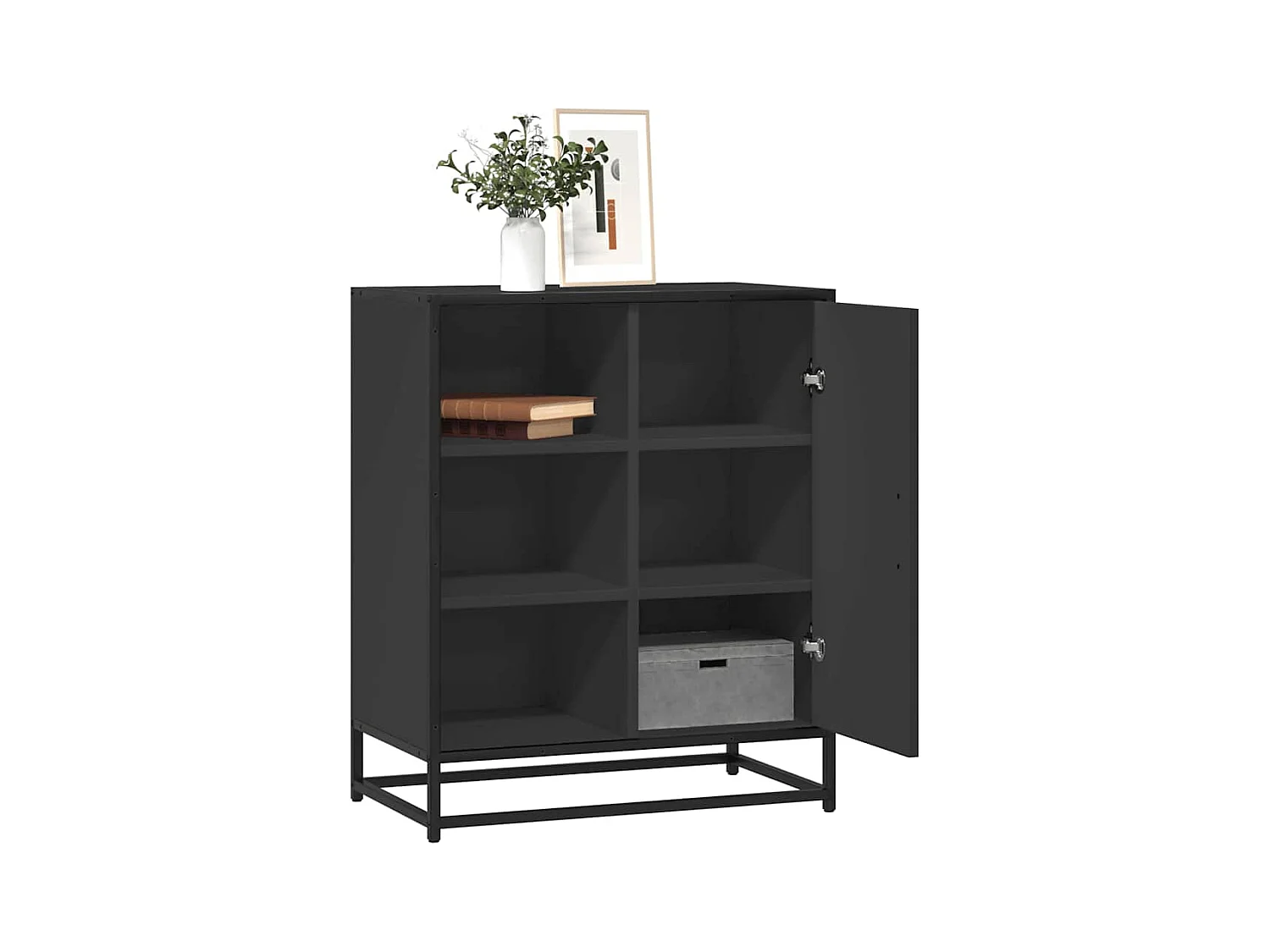 Dressoir 62x35x76 cm bewerkt hout zwart