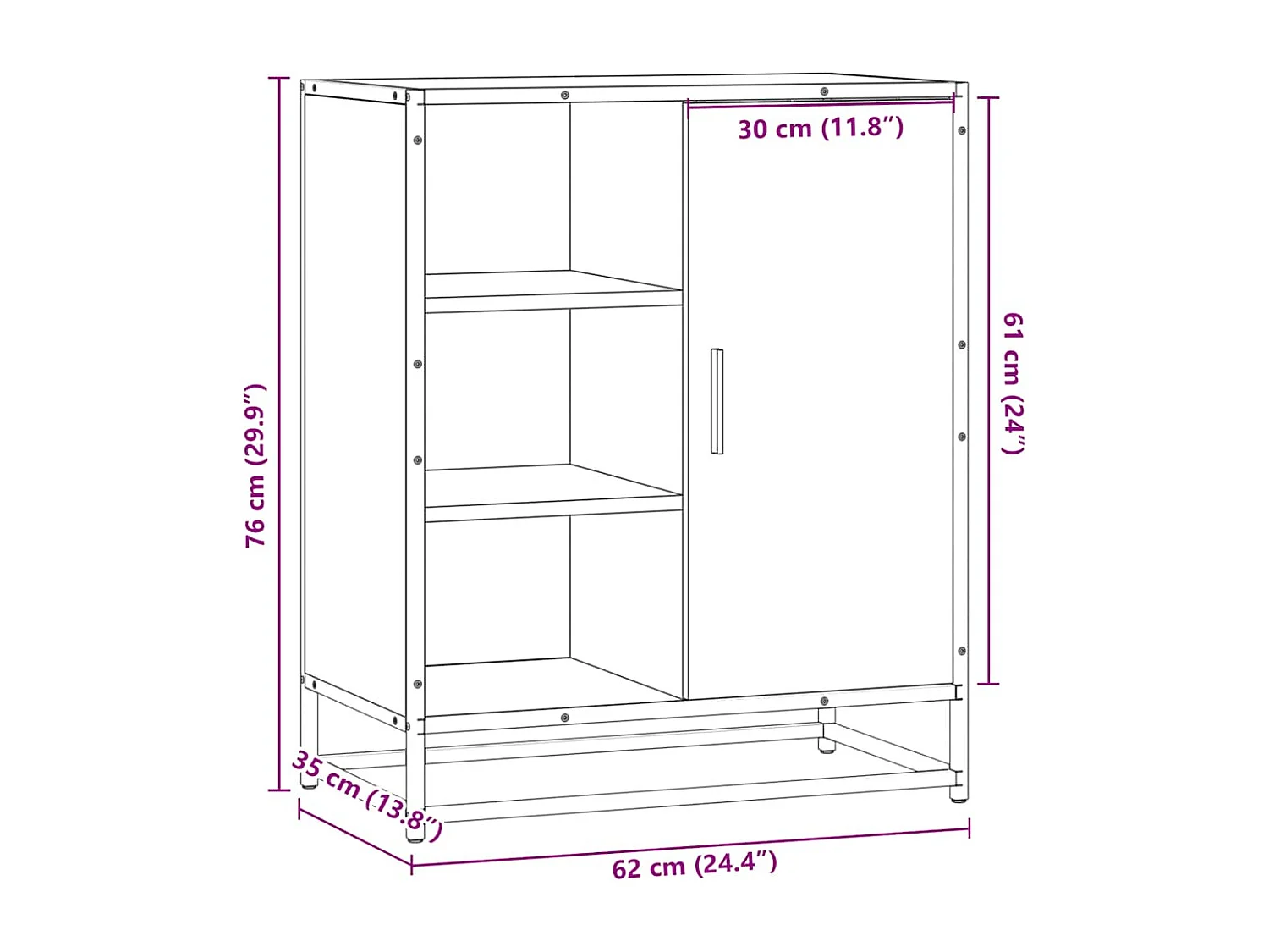 Sideboard Schwarz 62x35x76 cm Holzwerkstoff