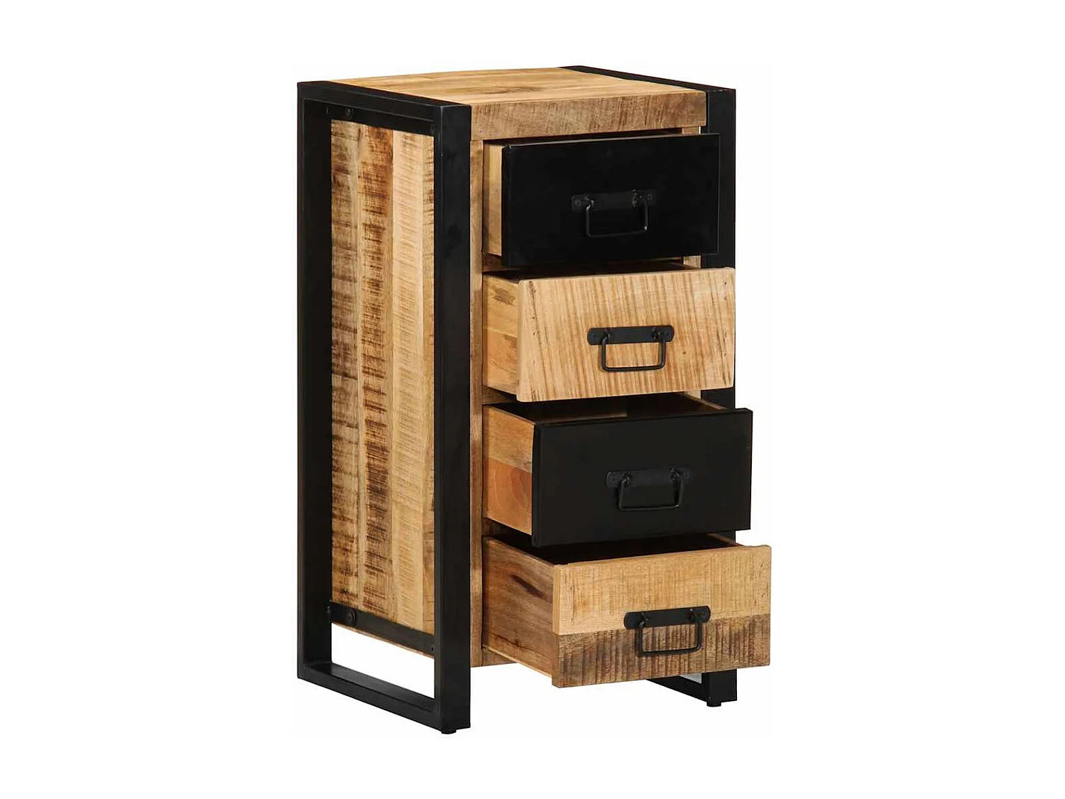 Armoire à tiroir 40x40x75 cm bois de manguier massif brut