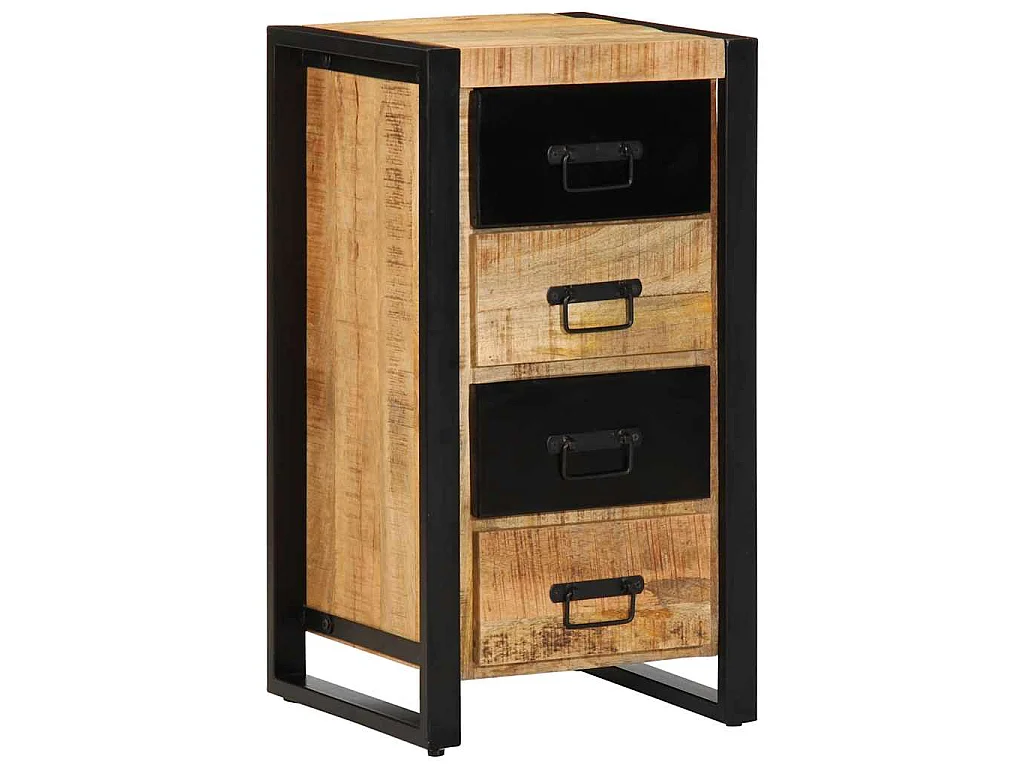 Armoire à tiroir 40x40x90 cm bois de manguier massif brut
