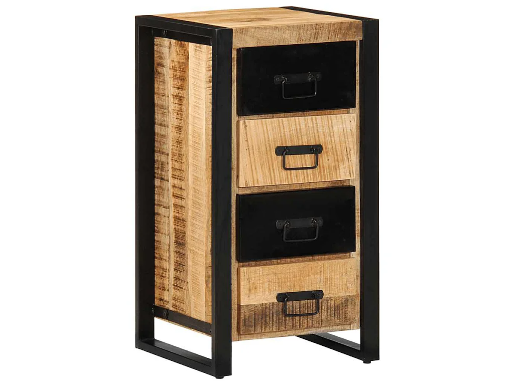 Armoire à tiroir 40x40x90 cm bois de manguier massif brut