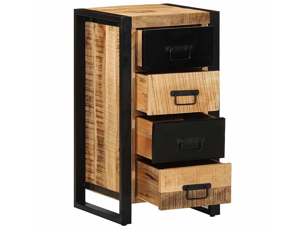 Armoire à tiroir 40x40x90 cm bois de manguier massif brut