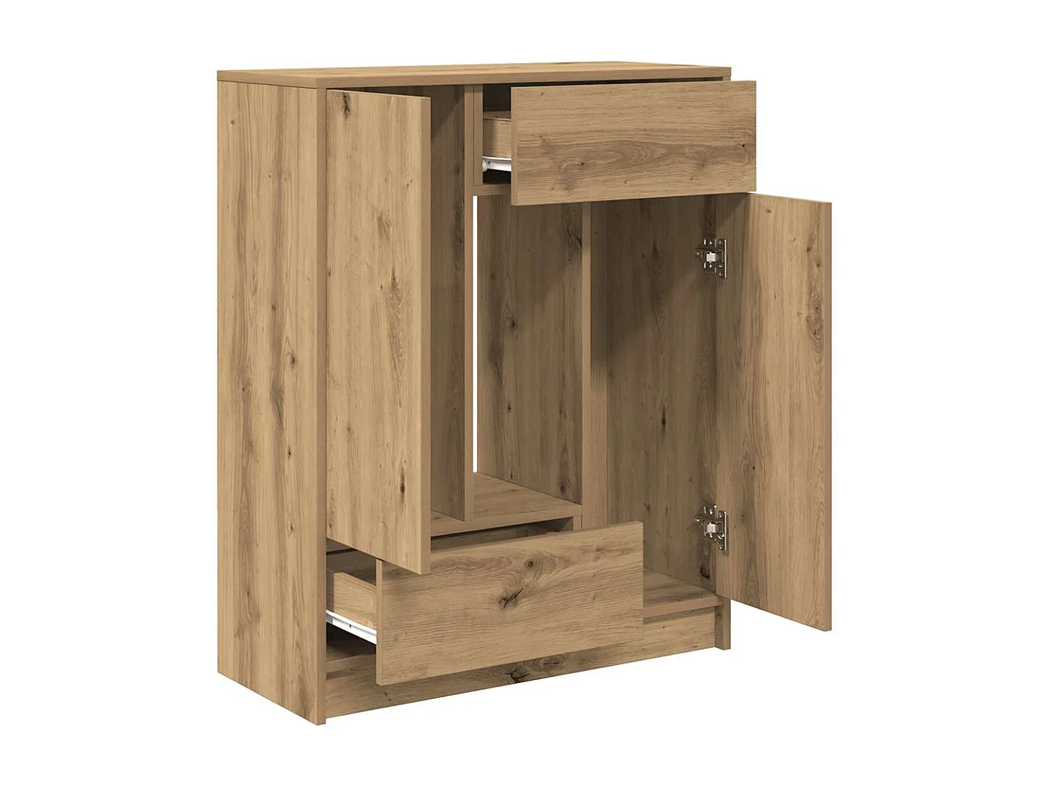 Buffet avec tiroirs et portes chêne artisanal 73x31x90 cm