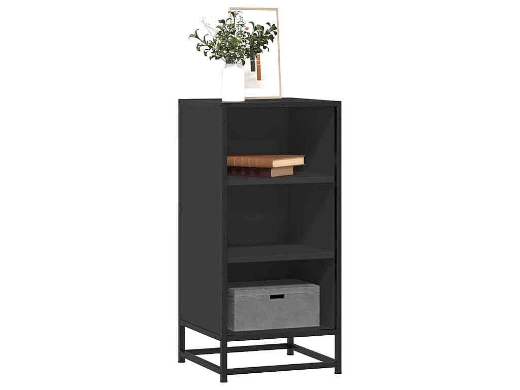 Buffet noir 35,5x35x76 cm bois d'ingénierie et métal
