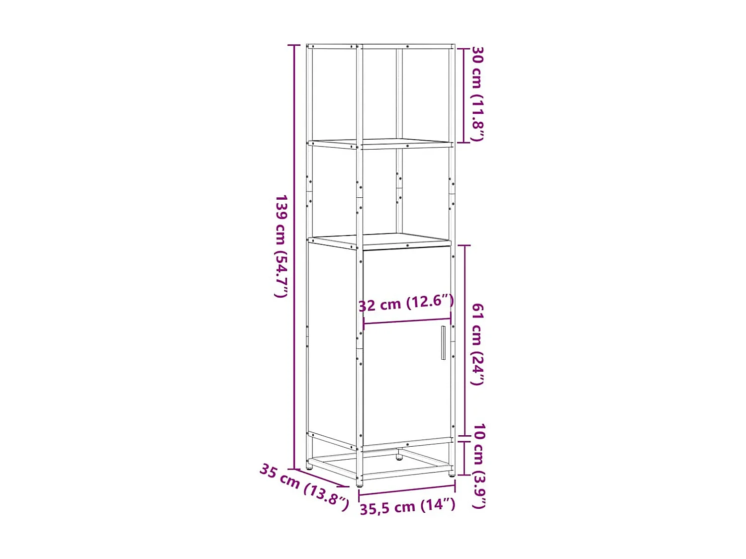 Buffet haut sonoma gris 35,5x35x139 cm bois d'ingénierie métal