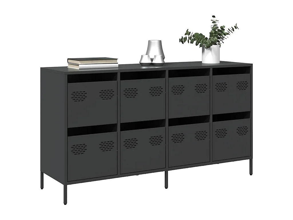 Dressoir 135x39x73,5 cm koudgewalst staal zwart