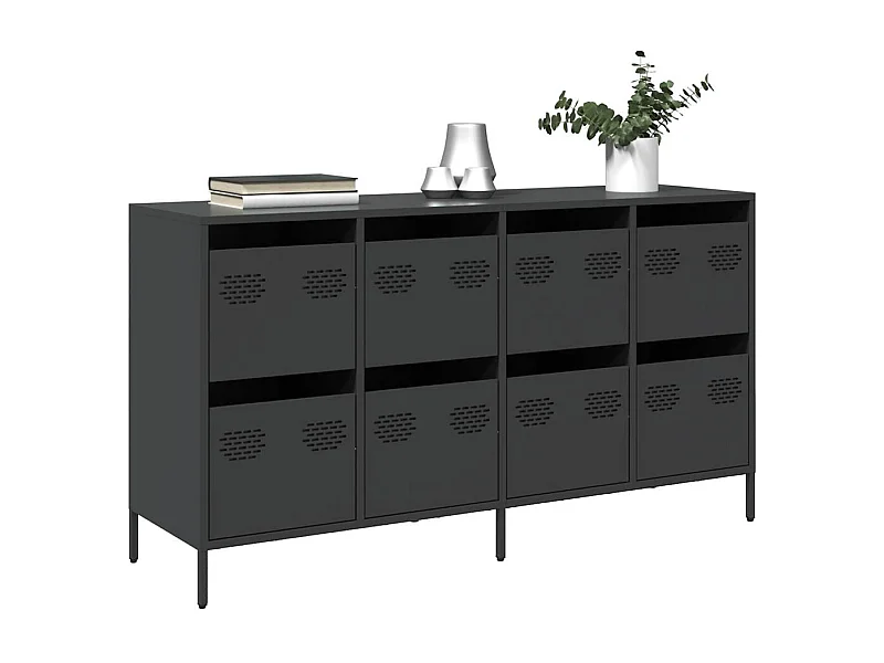 Sideboard Schwarz 135x39x73,5 cm Kaltgewalzter Stahl