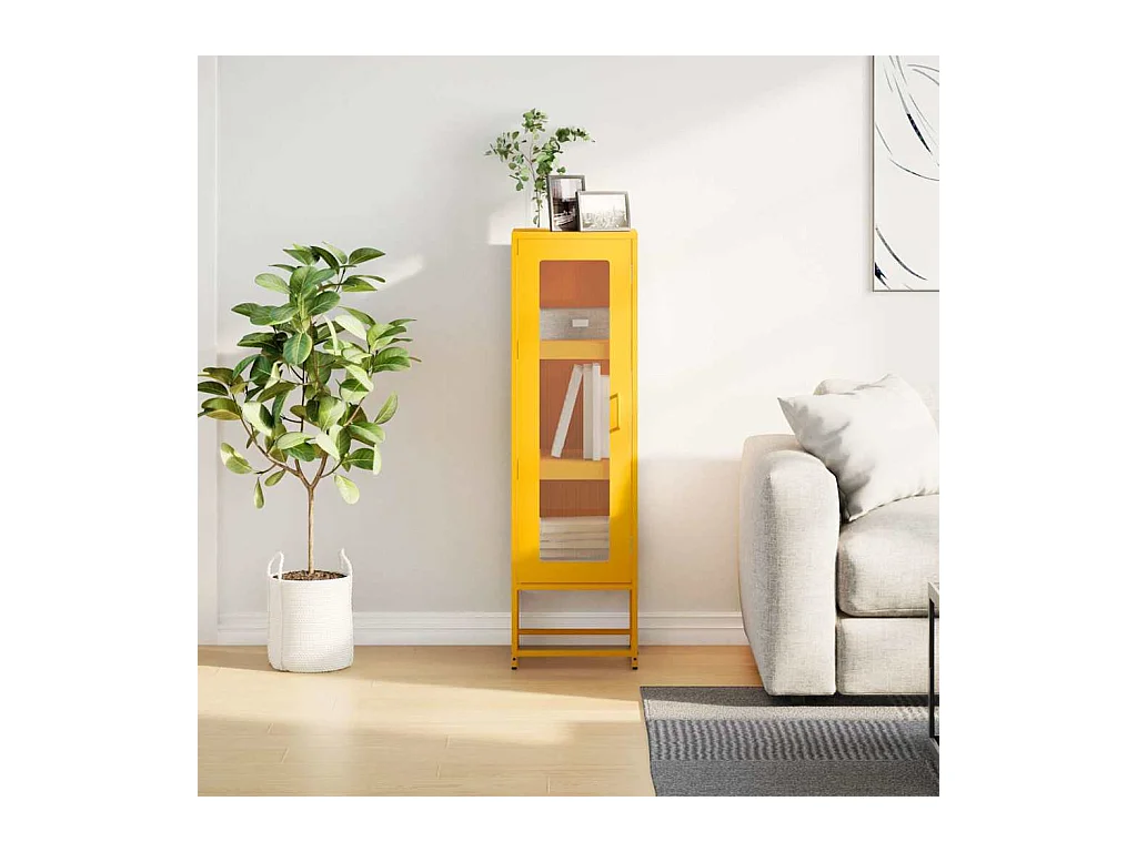 Buffet haut jaune moutarde 36x39x123 cm acier laminé à froid