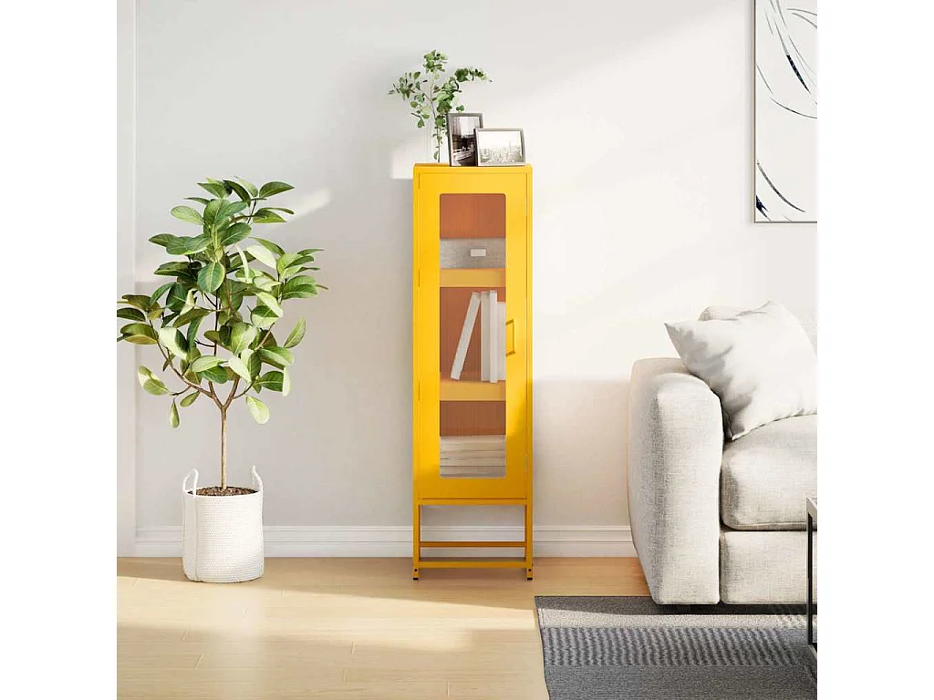 Credenza Giallo Senape 36x39x123 Acciaio Laminato Freddo