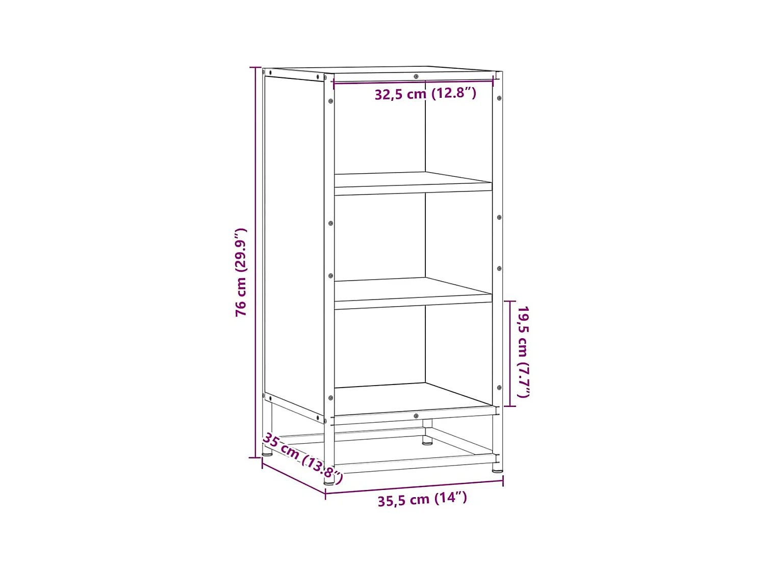 Buffet sonoma gris 35,5x35x76 cm bois d'ingénierie et métal
