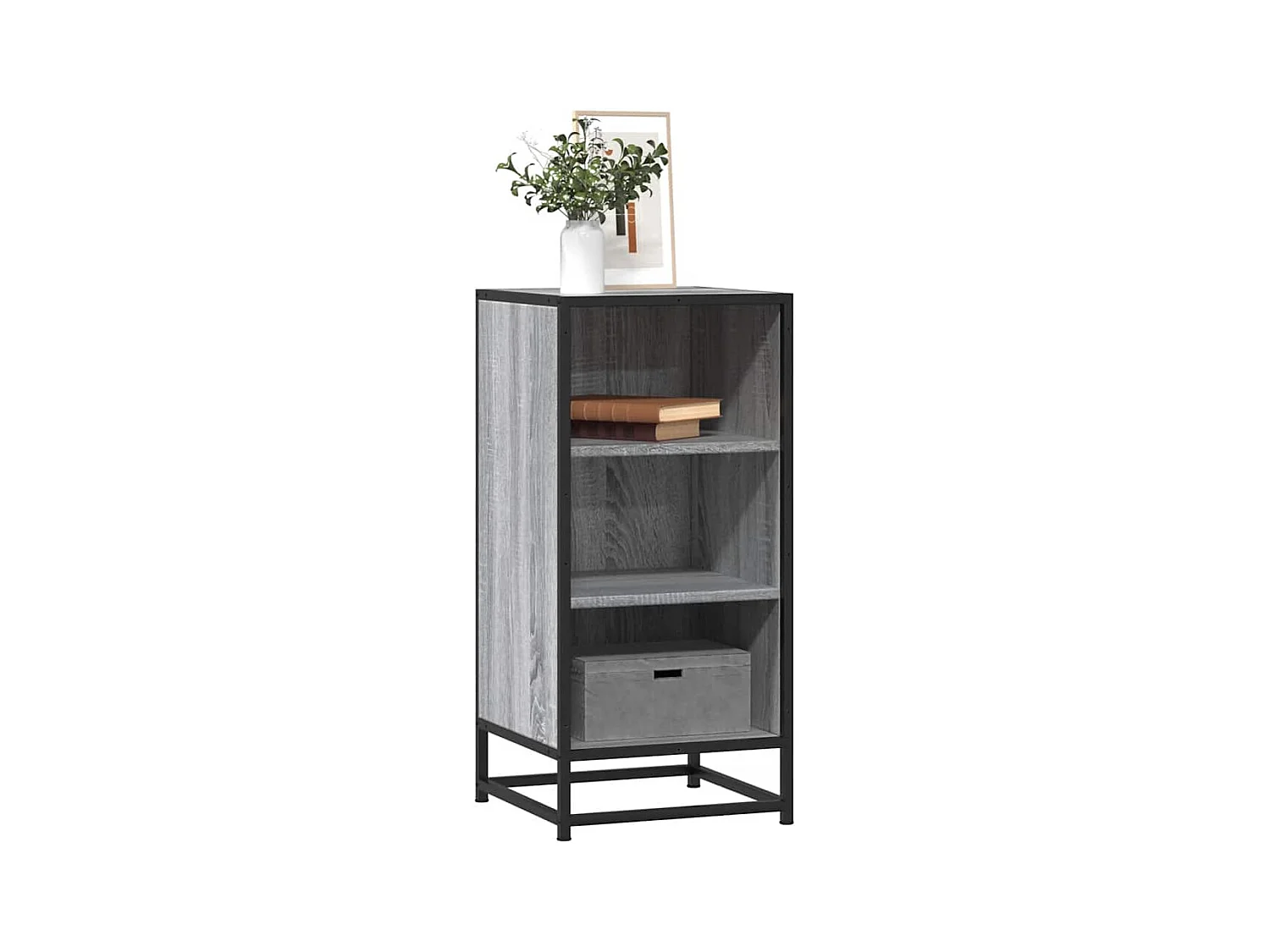 Buffet sonoma gris 35,5x35x76 cm bois d'ingénierie et métal