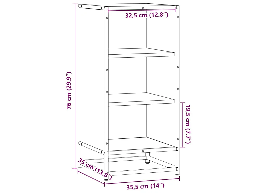 Sideboard Grau Sonoma 35,5x35x76 cm Holzwerkstoff und Metall