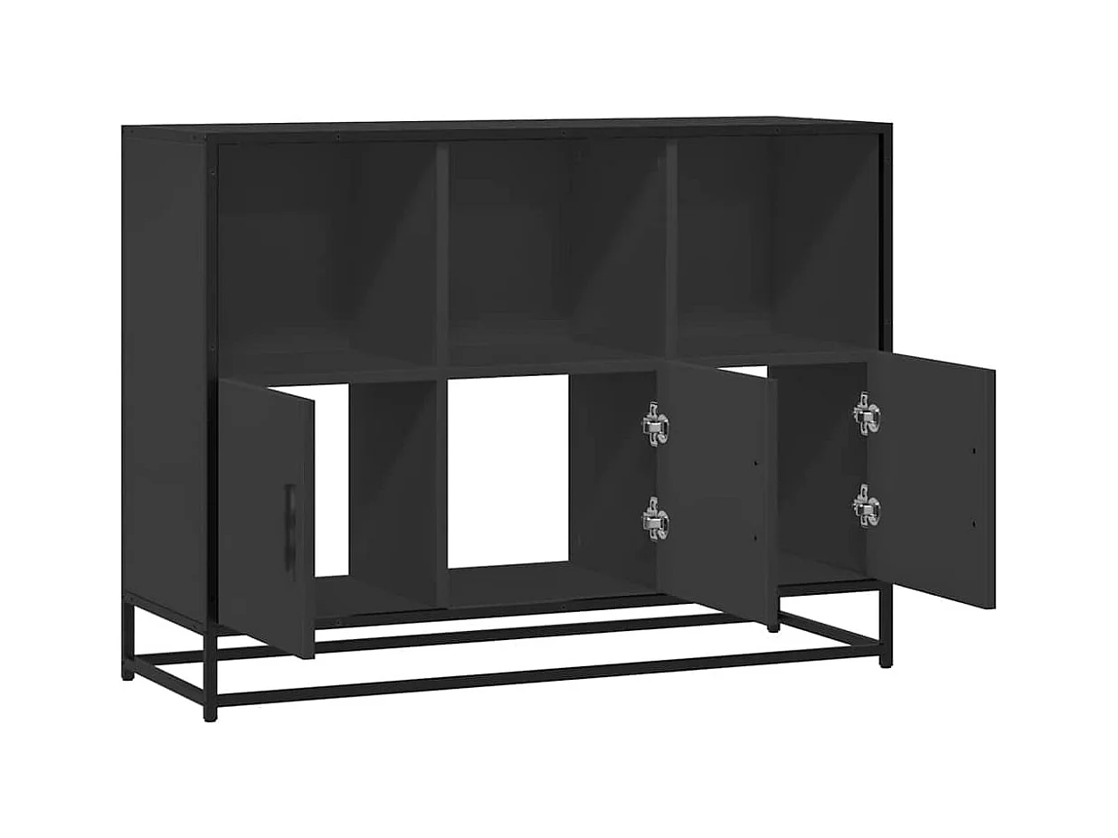 Credenza Nera 100x35x76 cm in Legno Multistrato