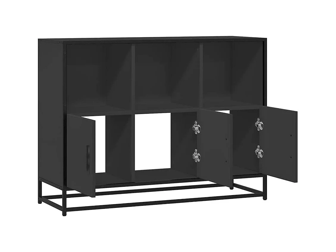 Credenza Nera 100x35x76 cm in Legno Multistrato