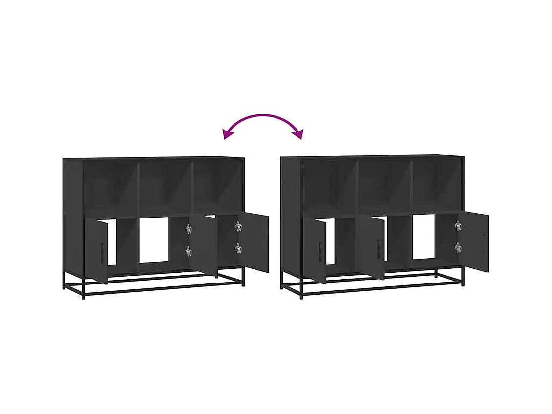 Credenza Nera 100x35x76 cm in Legno Multistrato