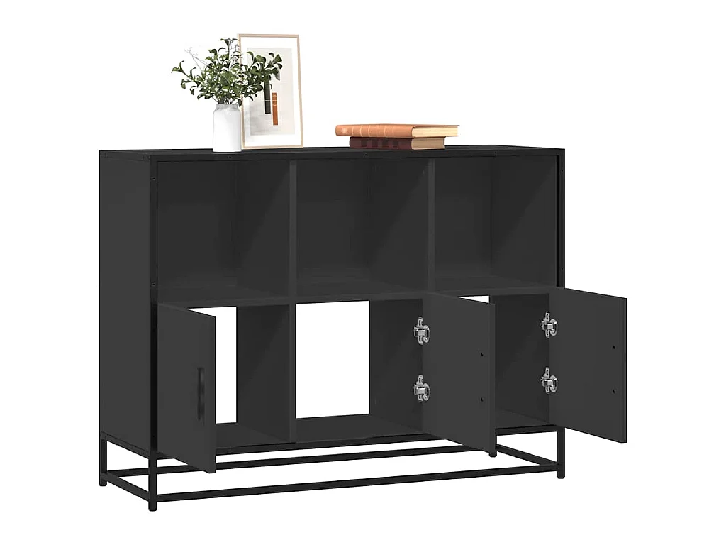 Buffet noir 100x35x76 cm bois d’ingénierie