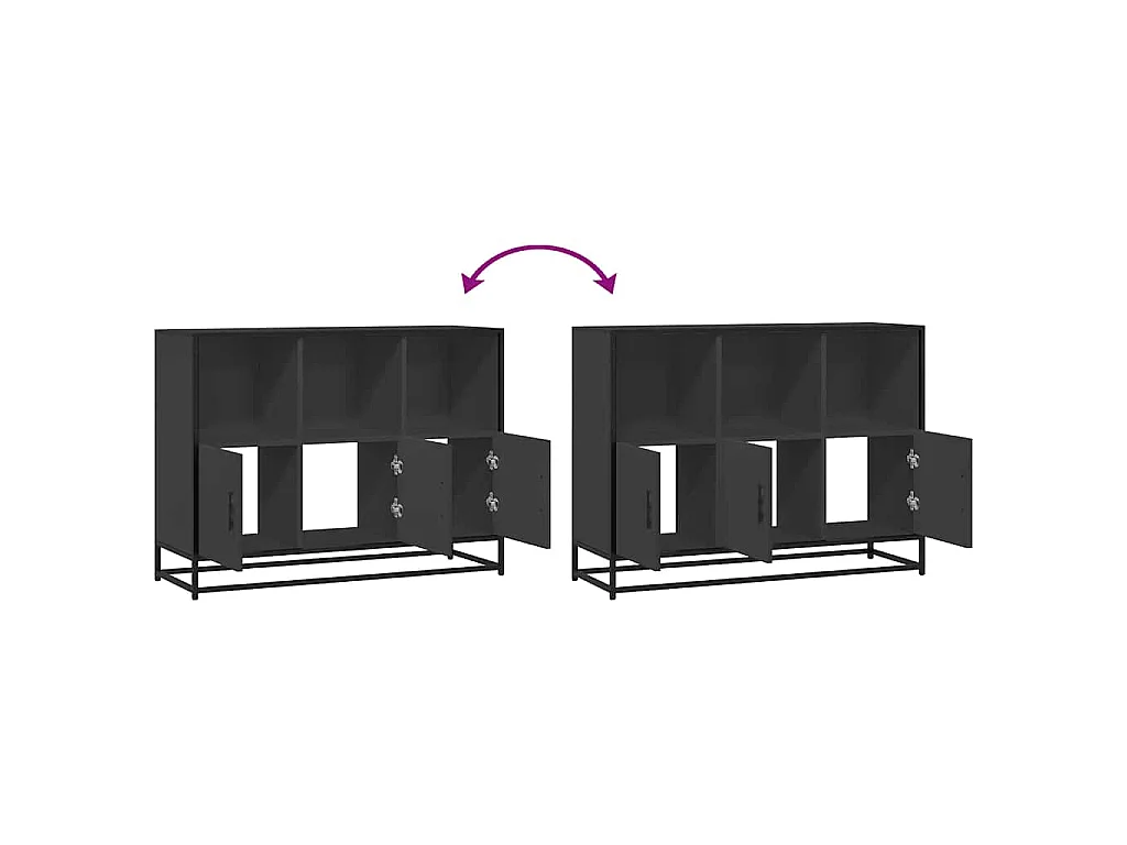 Buffet noir 100x35x76 cm bois d’ingénierie