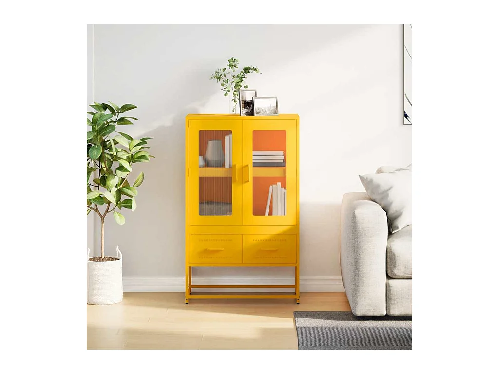 Hoge kast 68x39x111,5 cm staal mosterdgeel