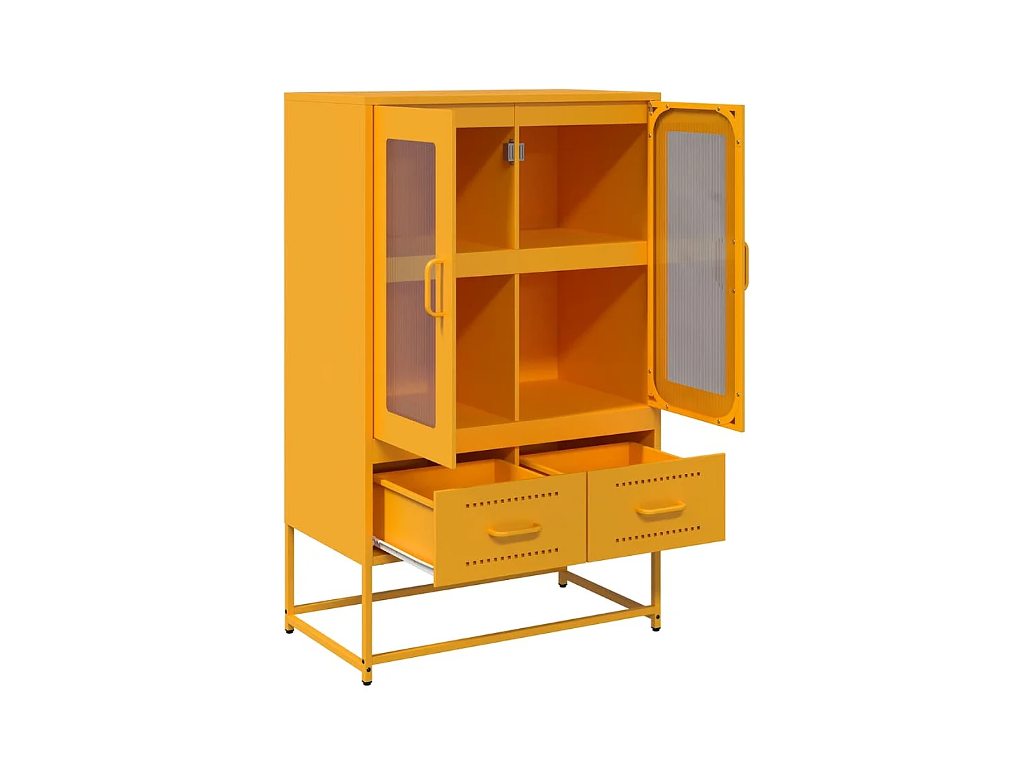 Hoge kast 68x39x111,5 cm staal mosterdgeel
