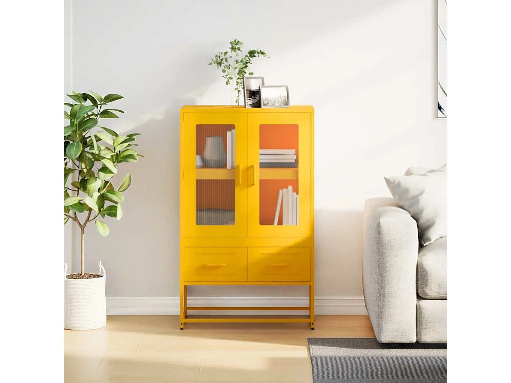 Buffet haut jaune moutarde 68x39x111,5 cm acier