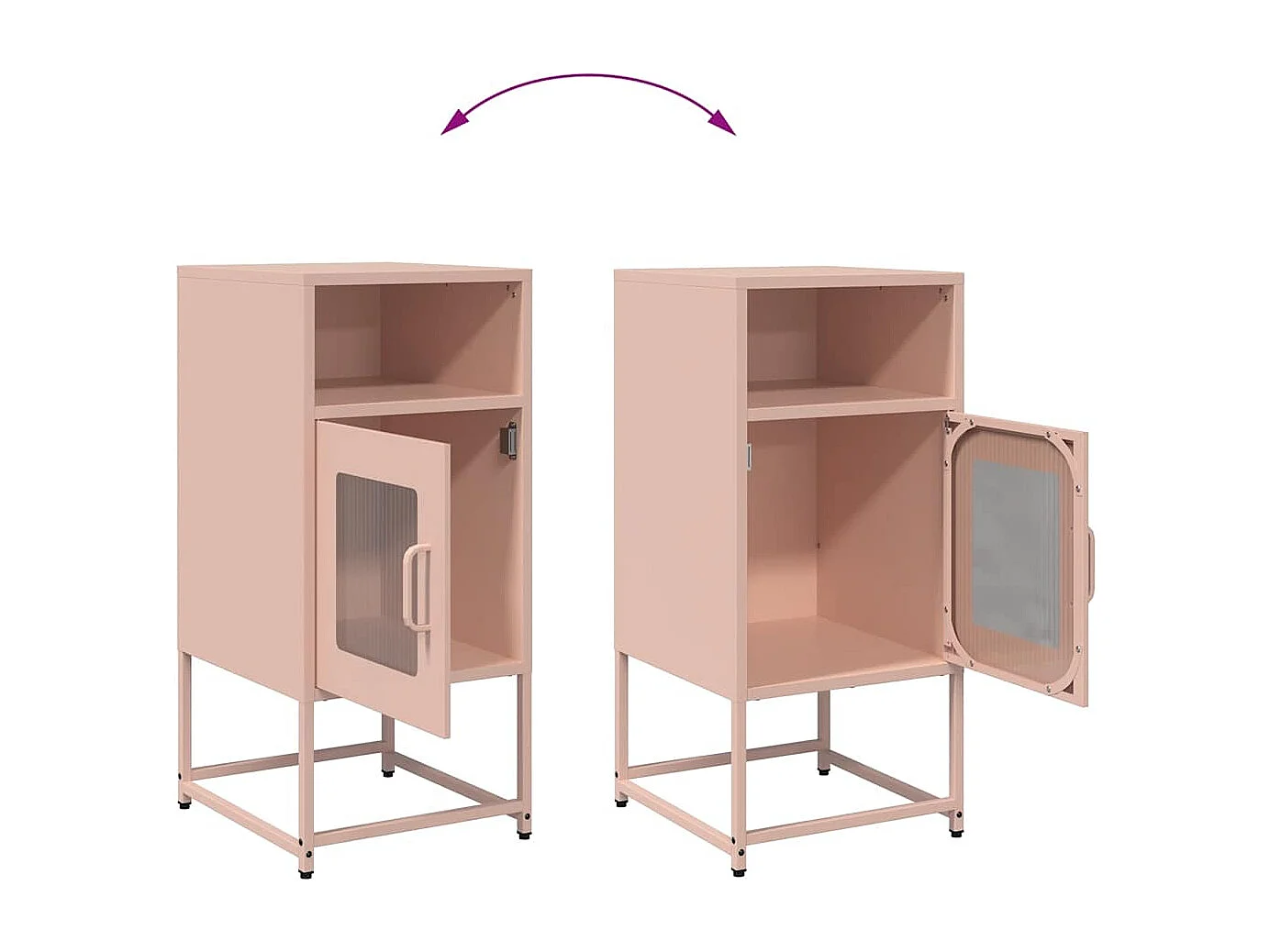 Comodino Rosa 36x39x78 cm in Acciaio Laminato a Freddo