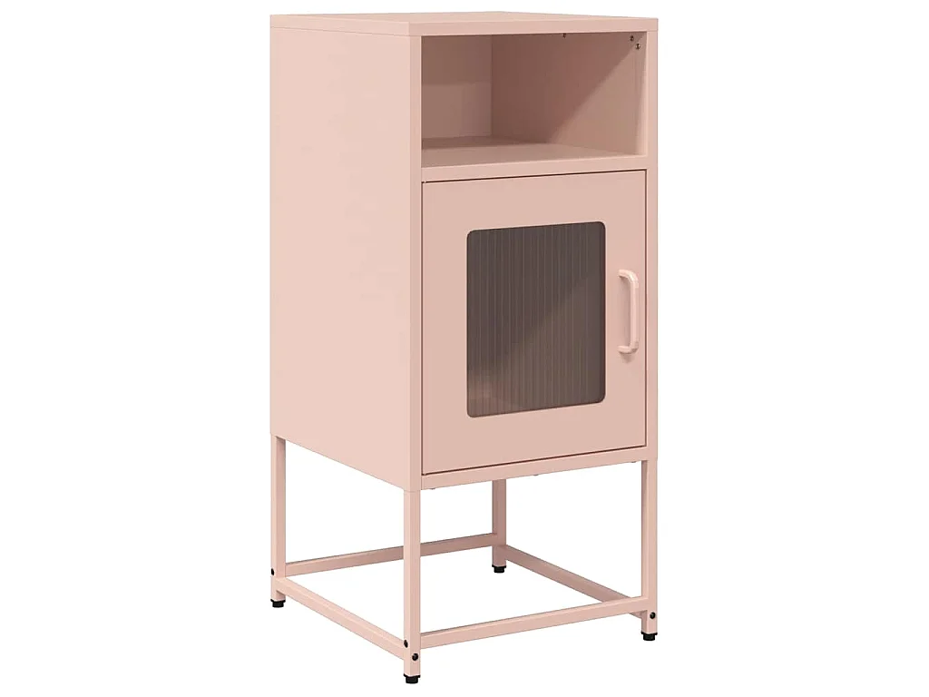Table de chevet rose 36x39x78 cm acier laminé à froid