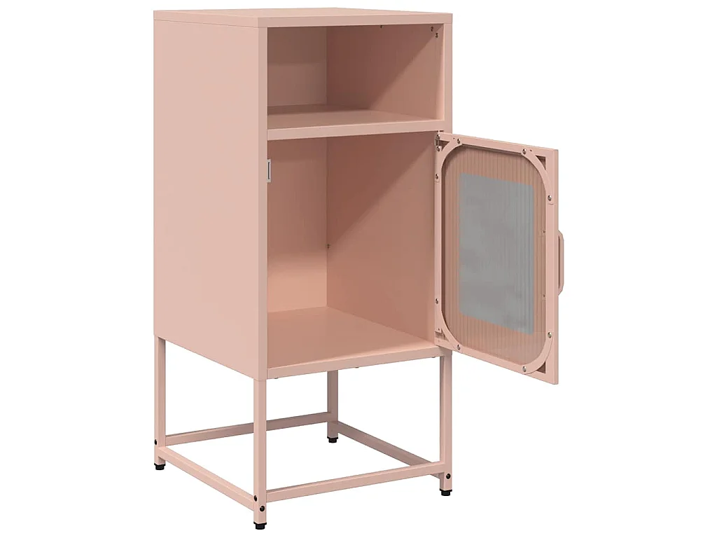 Table de chevet rose 36x39x78 cm acier laminé à froid