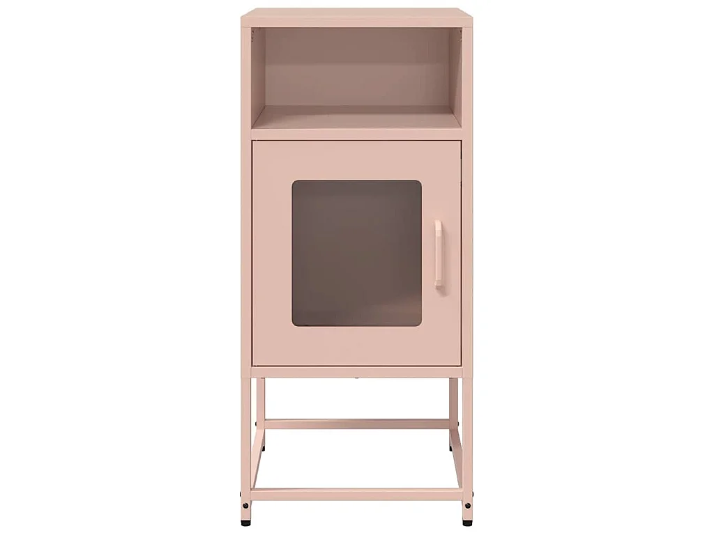 Table de chevet rose 36x39x78 cm acier laminé à froid