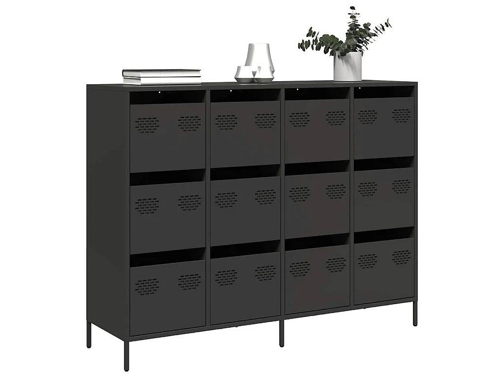 Dressoir 135x39x103,5 cm koudgewalst staal zwart