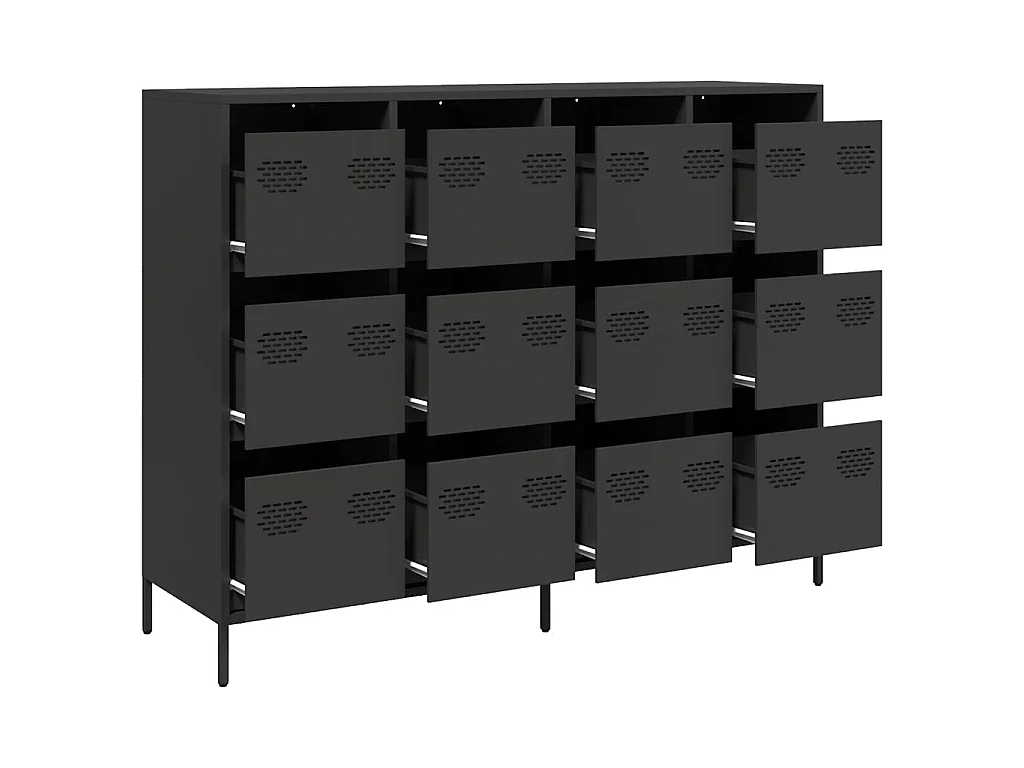 Dressoir 135x39x103,5 cm koudgewalst staal zwart