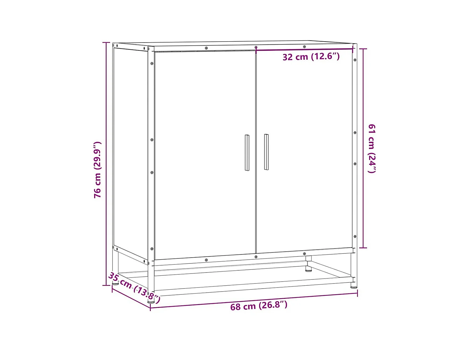 Buffet chêne sonoma 68x35x76 cm bois d'ingénierie et métal