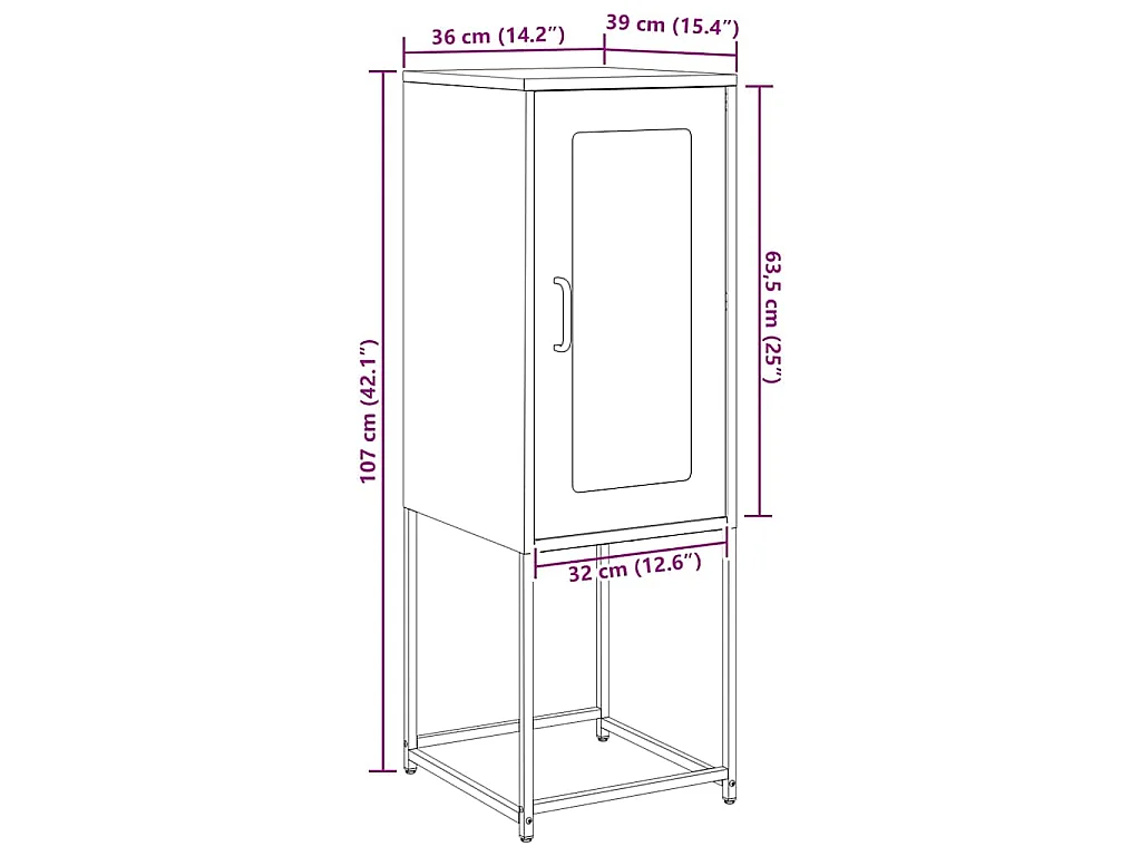 Buffet blanc 36x39x107 cm acier laminé à froid