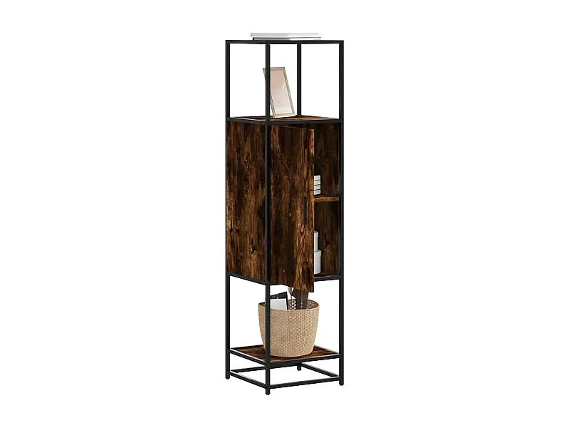 Buffet haut chêne fumé 35,5x35x139 cm bois d'ingénierie métal